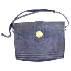 Vintage Saint Laurent Ysl Suede Crossbody 18ysla1014 Blue Shoulder Bag