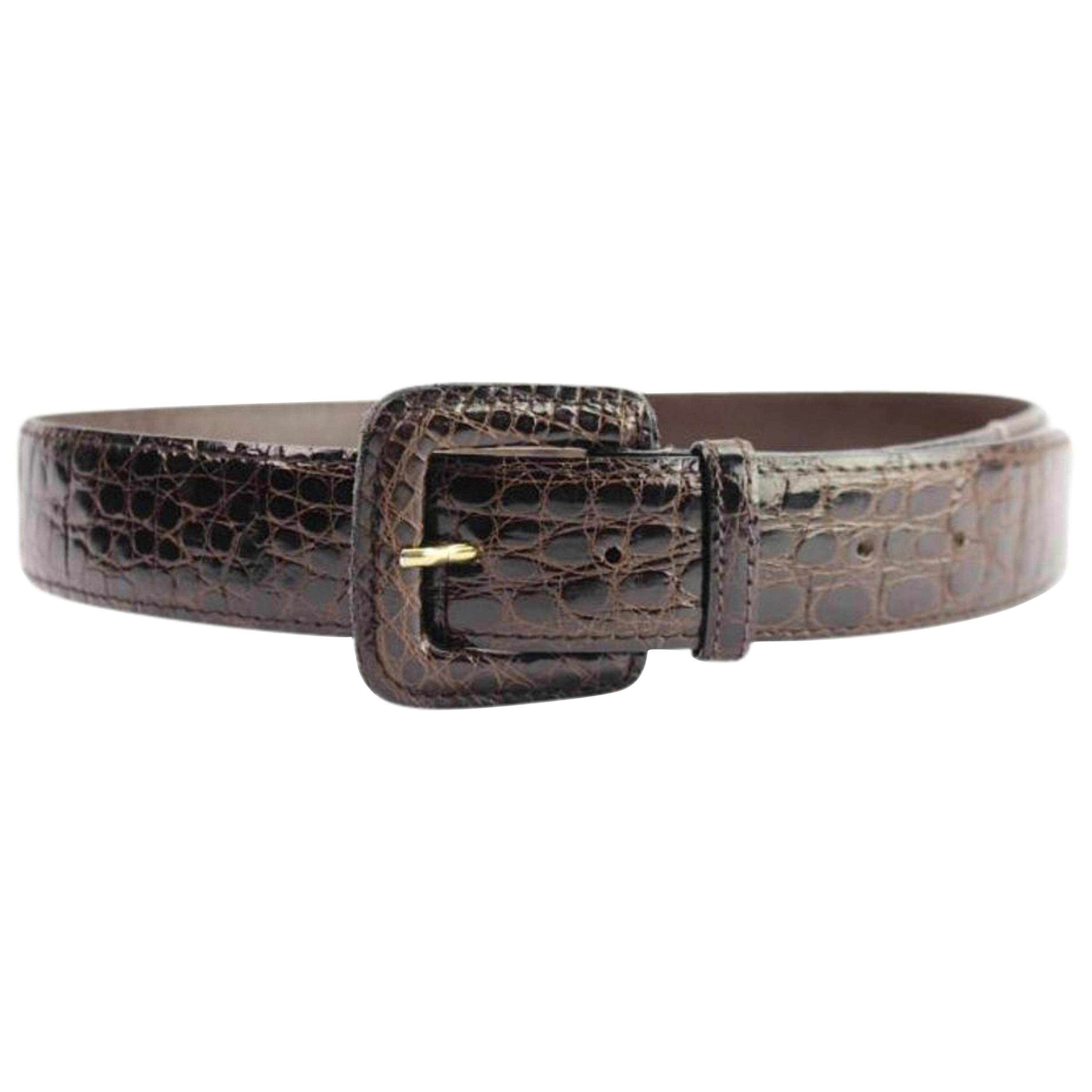 Cole Haan Brown Crocodile 84cha104 Belt For Sale