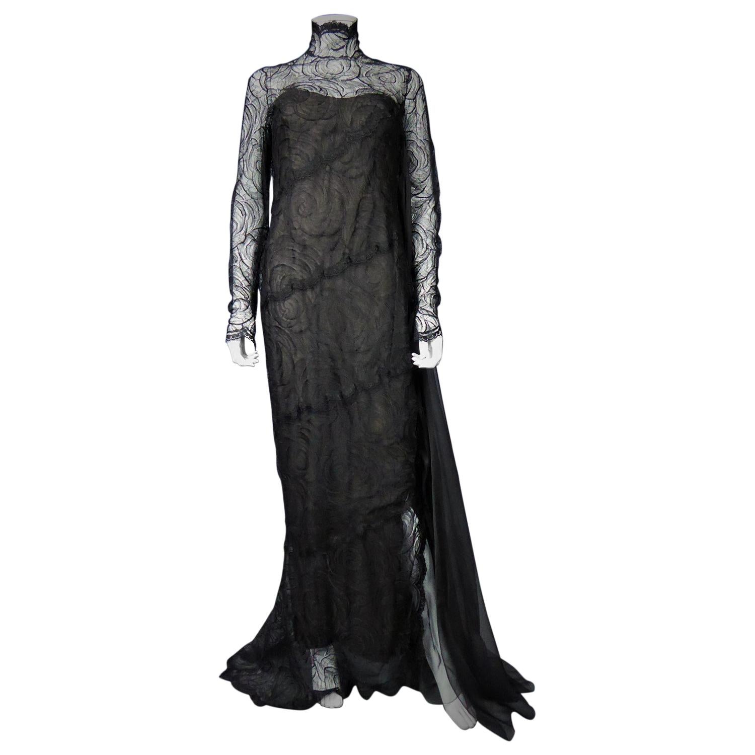 A Chanel Haute Couture Evening Dress by Karl Lagerfeld in Calais Lace Circa 1997
