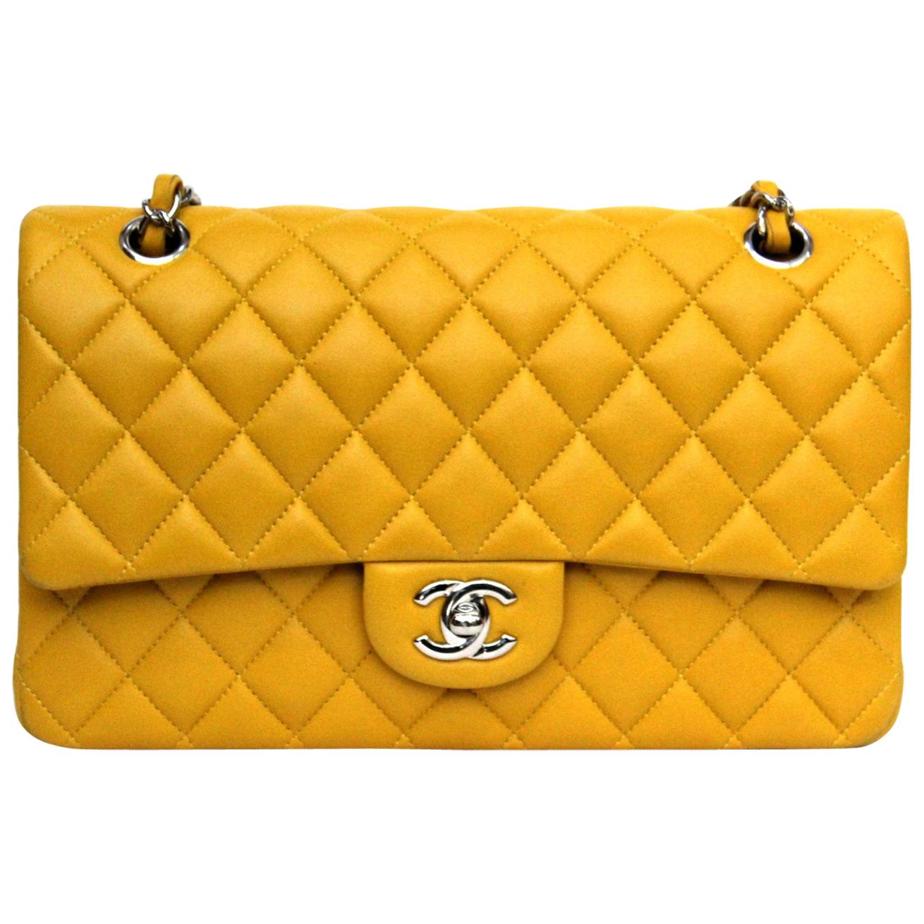 Matches x Sellier Chanel 2.55 Medium Tweed Shoulder Bag Yellow