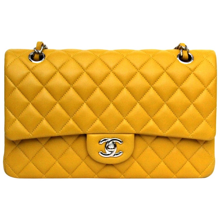 Chanel Yellow Leather  Double Flap Bag at 1stDibs | yellow chanel bag, yellow  chanel purse