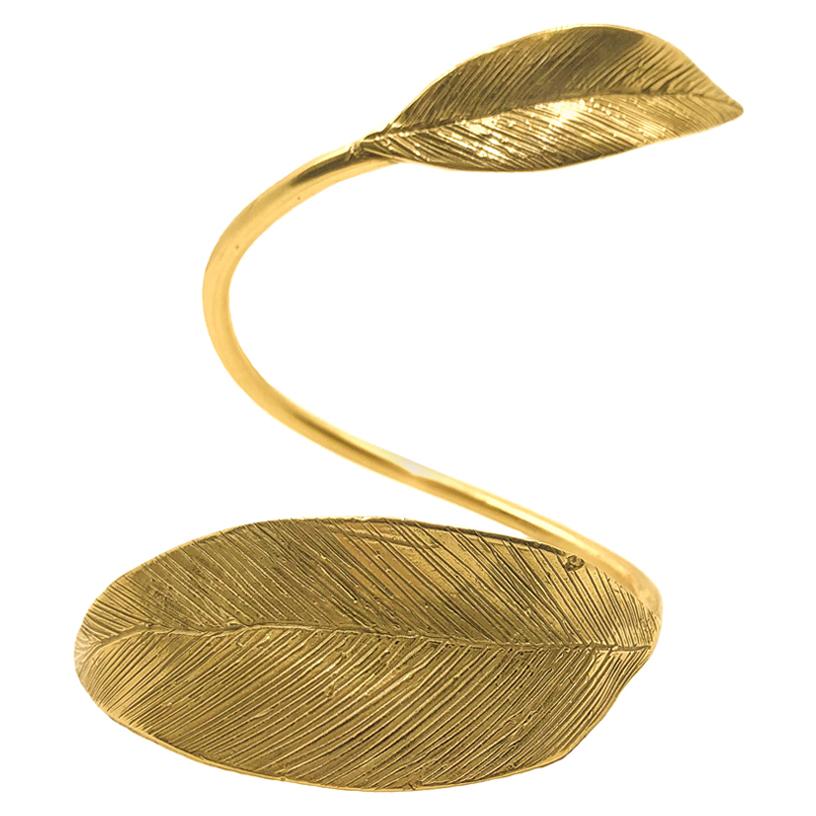 Giulia Barela 24 Karat Fine Gold Plated Bronze 'Ramo Leaves' Bracelet For Sale