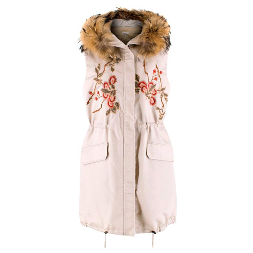 P.A.R.O.S.H. Floral Embroidered Gilet with Fur Trim US 6