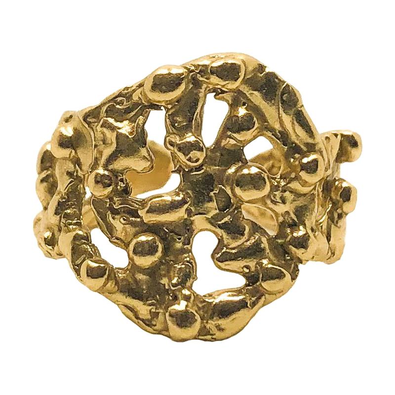 Giulia Barela 24 Karat Fine Gold Plated Bronze 'Segno Pebbles' Ring For Sale