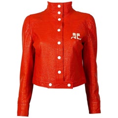 Andre Courreges Vintage Signature Logo Orange Vinyl Jacket