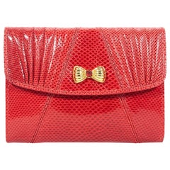 Red Judith Leiber Karung Snakeskin Wallet