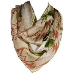 Multicolor Chanel Floral Silk Scarf