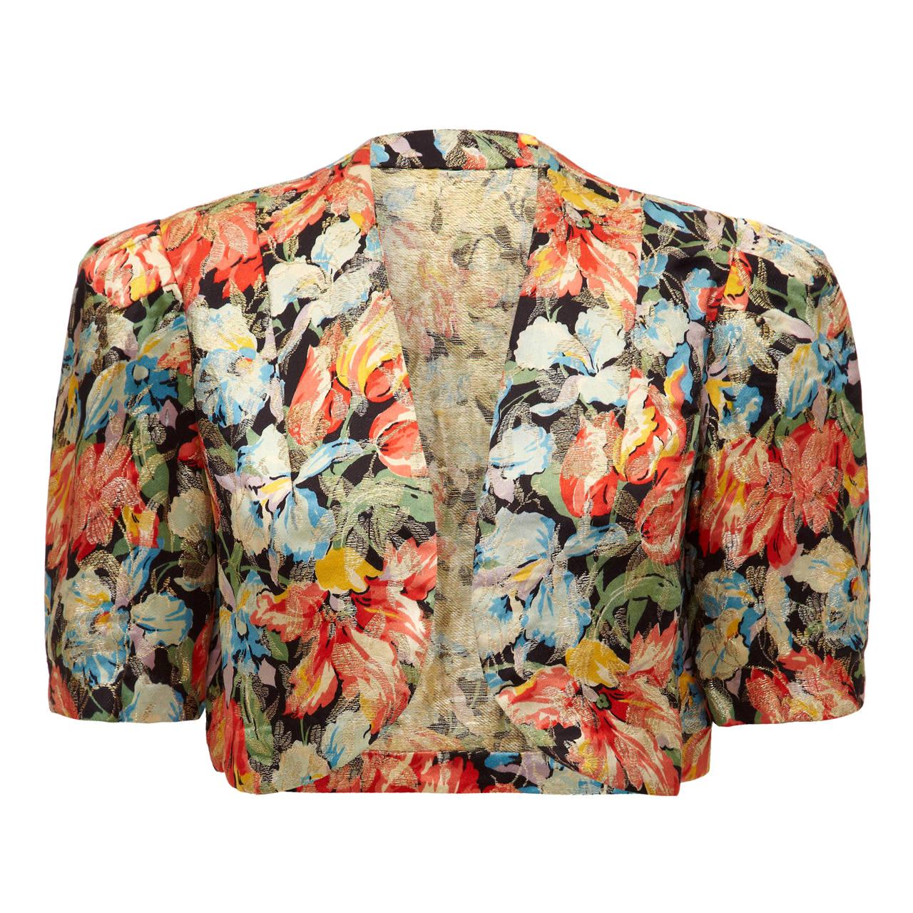 1930s Colourful Floral Lame Bolero Jacket