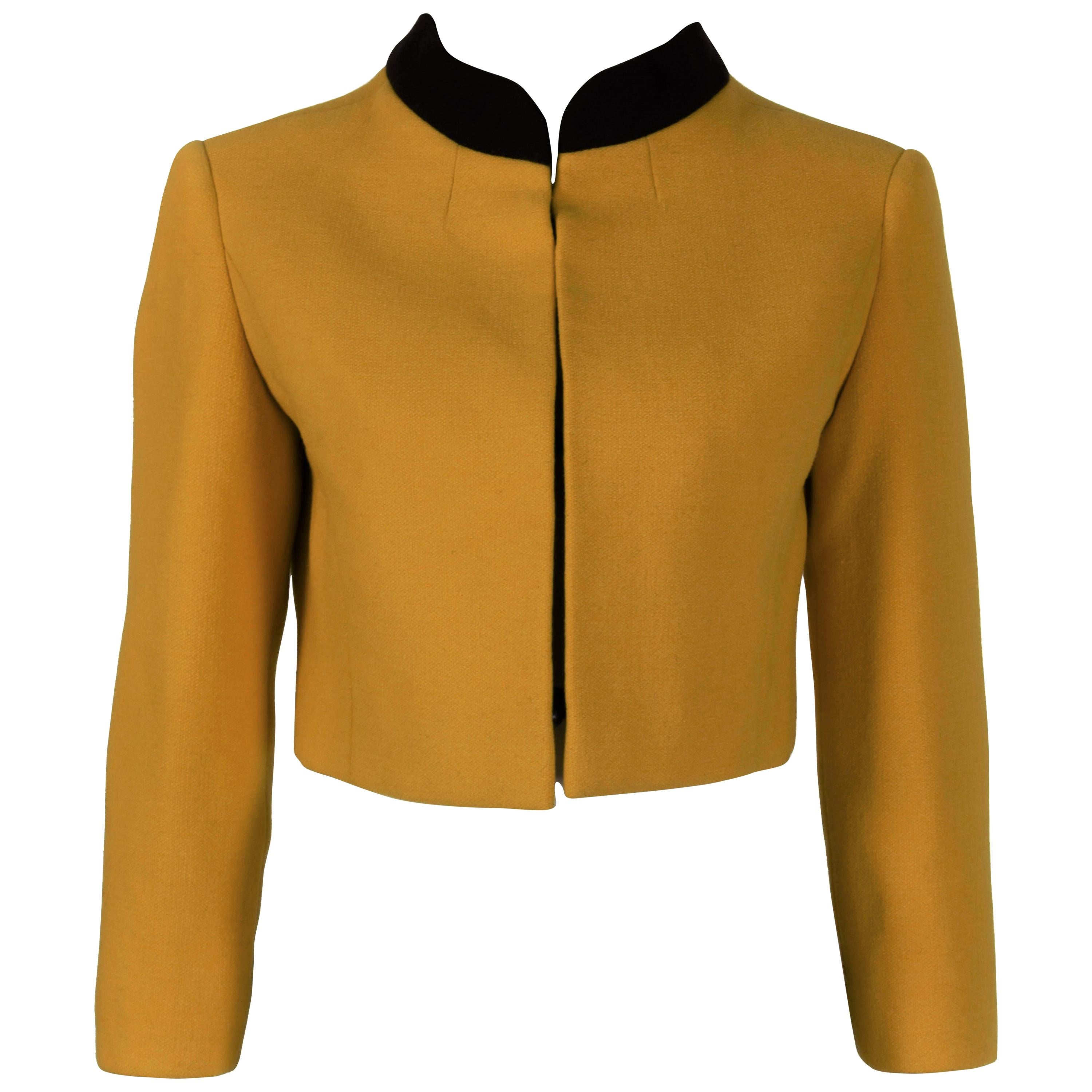 FINAL SALE 1960's Jacques Heim Haute Couture Cropped Yellow Wool Jacket