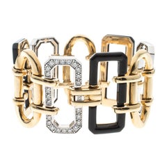 Chanel Première Diamond Onyx & 18K Yellow Gold Chain Link Bracelet