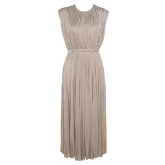 Valentino Beige Cutout Back Detail Pleated Silk Dress S