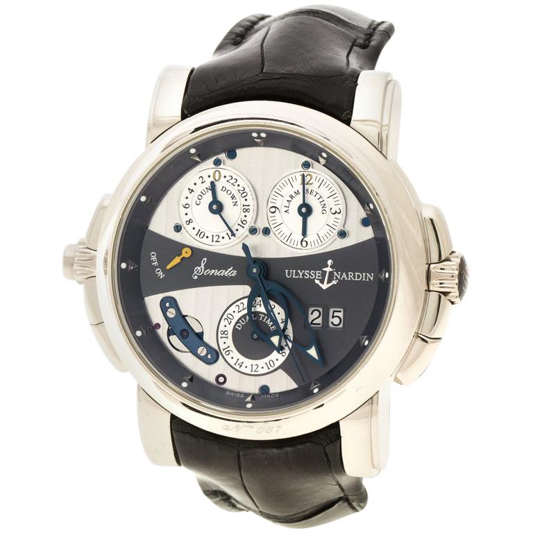 Ulysse Nardin  18K White Gold Sonata Cathedral GMT UN067 Men's Wristwatch 42mm