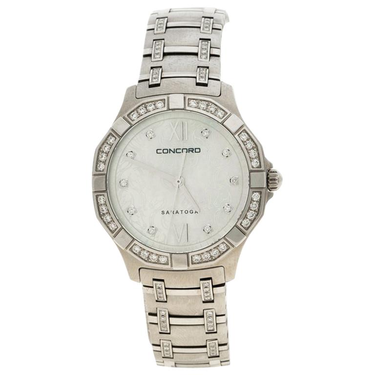 Concord Mother of Pearl Diamond Stainless Steel Saratoga Women's Wristwatch 31mm