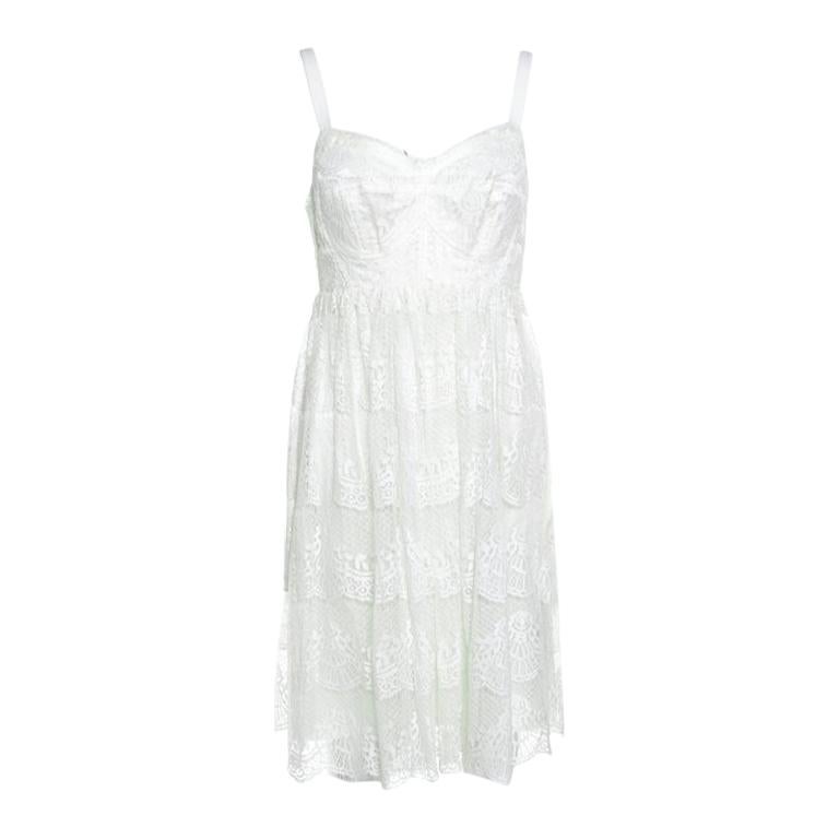 Dolce and Gabbana Off White Floral Scalloped Lace Babydoll Dress M For ...