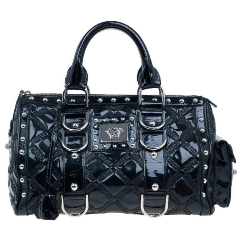 Versace Black Quilted Leather Snap Out Of It Satchel For Sale at 1stDibs