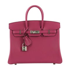 Hermes Birkin Handbag Rose Pourpre Swift with Palladium Hardware 25