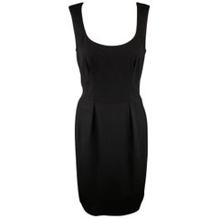 YVES SAINT LAURENT Size 6 Black Wool / Elastane Shift Dress