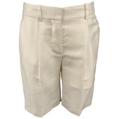 CHLOE Size 2 Cream Silk Pleated Shorts