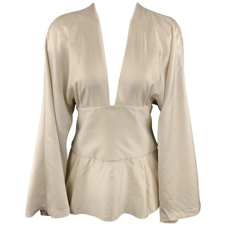 STELLA McCARTNEY Size 6 Grey Silk Blouse For Sale at 1stDibs | stella  mccartney blouse, grey silk blouses