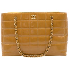 Chanel Caramel Quilted Patent Leather Shoulder Bag