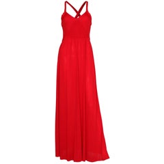Ein rotes Kleid von Bruce Oldfield aus den 1970er Jahren
