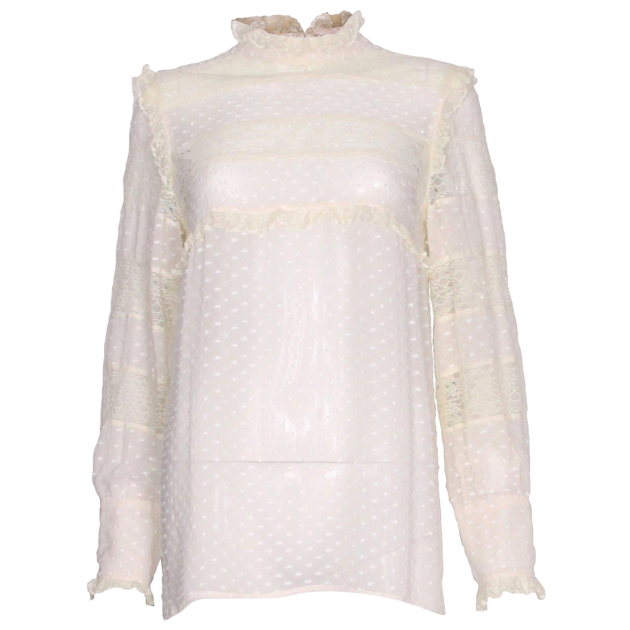 A vintage 1990s Valentino Silk and Lace Blouse