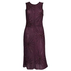 Vintage 1990er Jahre lila Tomsaz Starzewski Aubergine Perlen-Cocktailkleid, Vintage