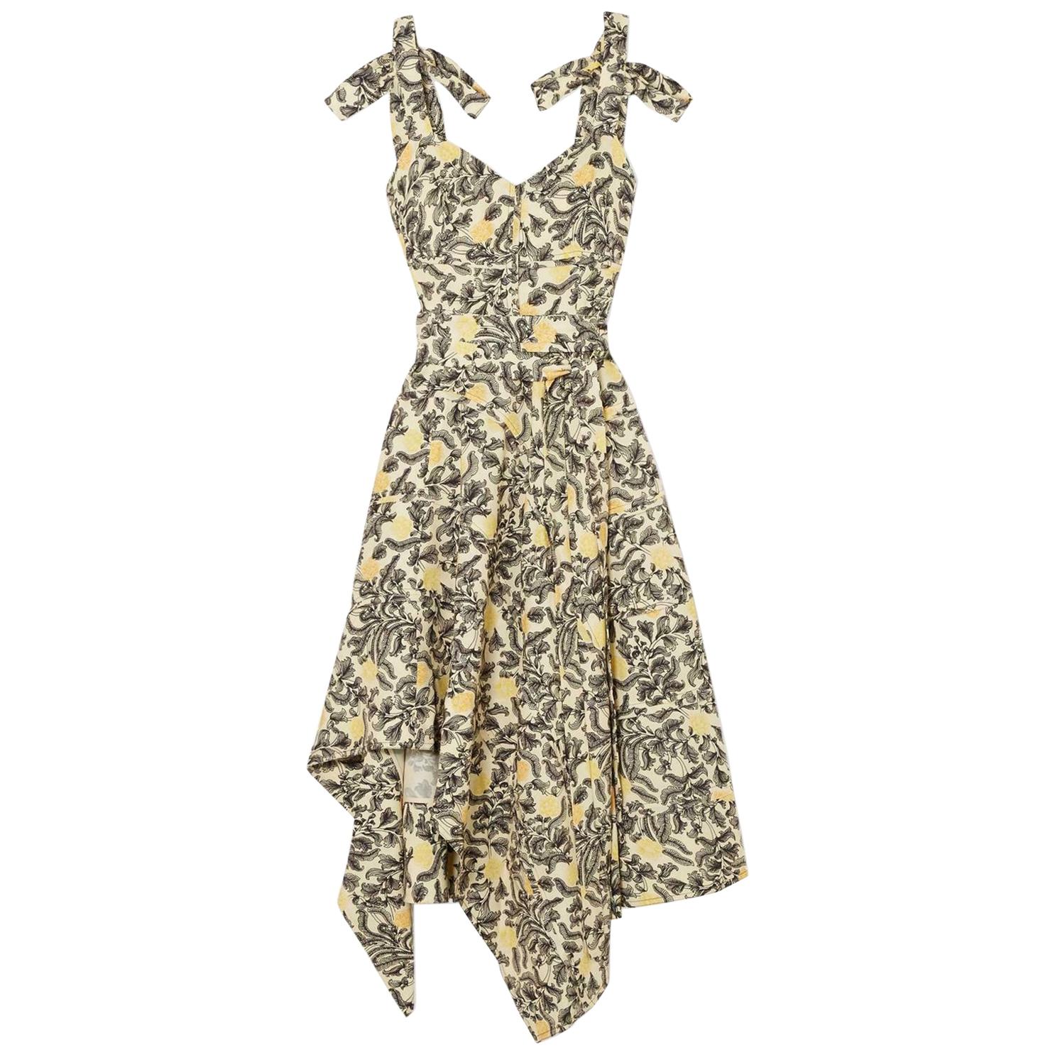 Proenza Schouler Asymmetric Floral-Print Midi Dress For Sale at 1stDibs