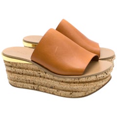 Chloe Camille Leather Wedge Sandals 39.5
