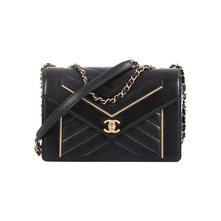 Chanel Reversed Flap Bag Chevron Lambskin Medium at 1stDibs
