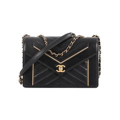 Chanel Reversed Flap Bag Chevron Lambskin Medium