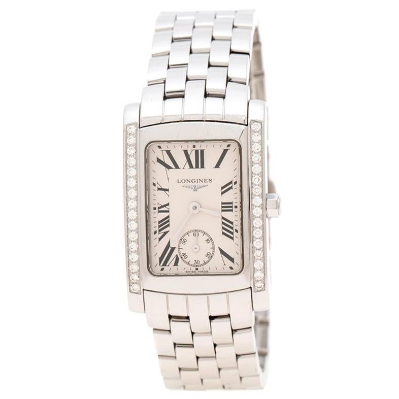 Longines White Stainless Diamonds Dolce L5.502.0.71.6 Women's Wristwatch 22 mm
