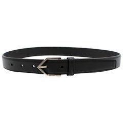 Saint Laurent Black Triangle Buckle Leather Belt