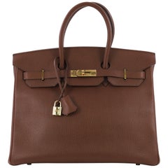 Hermes Birkin Handbag Noisette Ardennes with Gold Hardware 35