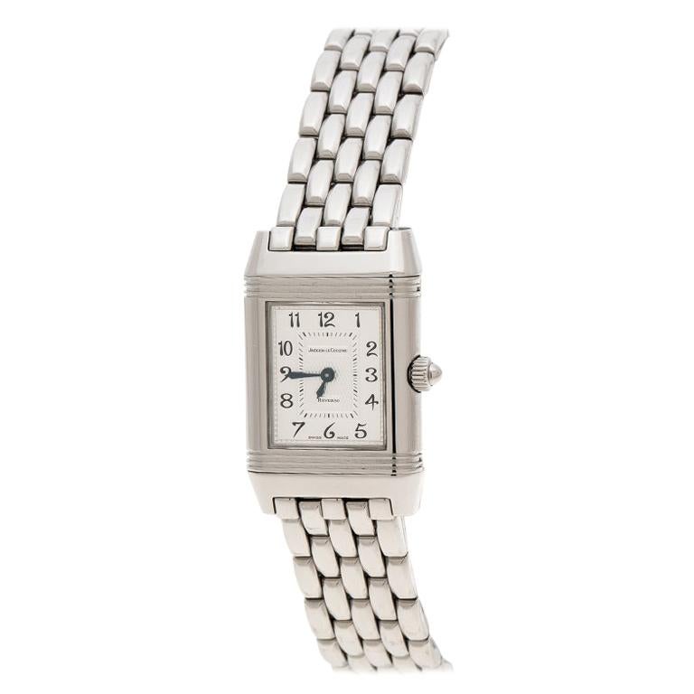 Jaeger LeCoultre White Diamonds Reverso Classic Duetto Women's Wristwatch 20 mm