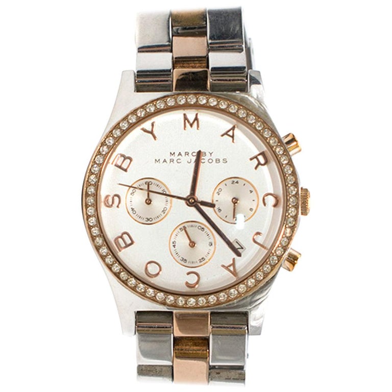 Marc Jacobs Henry Chronograph Gold Dial Gold Steel Strap Watch for Women - MBM3105 main image 0