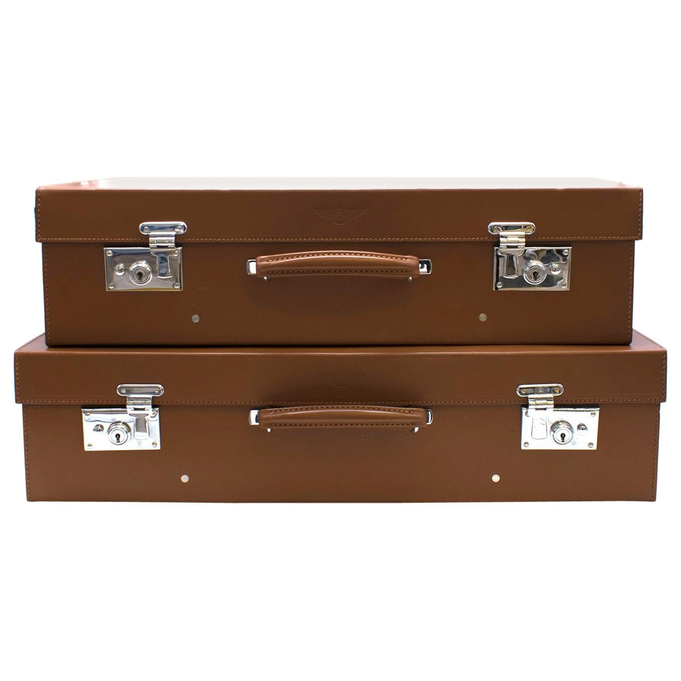 tan leather suitcase