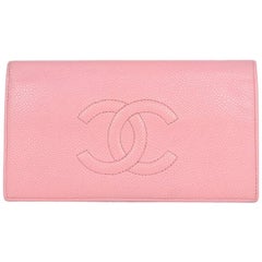 Chanel Pink Caviar Leather CC Timeless Yen Wallet