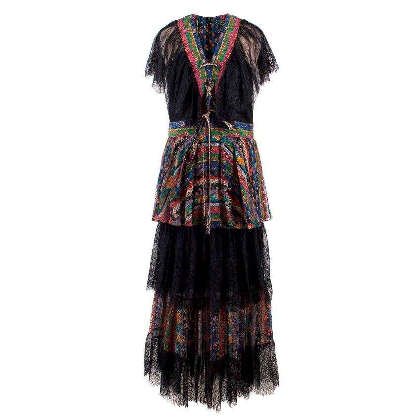 Philosophy Di Lorenzo Serafini Silk & Lace Tiered Dress US 6