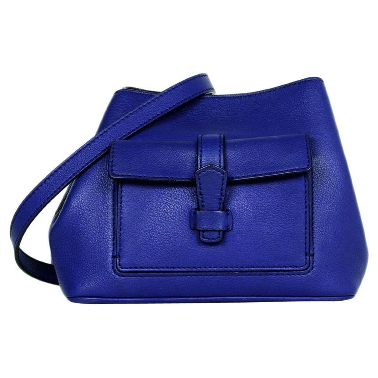 Loro Piana Cobalt Blue Leather Globe Bandouliere Crossbody Bag For Sale