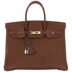 Hermes Birkin Handbag Noisette Ardennes with Gold Hardware 35