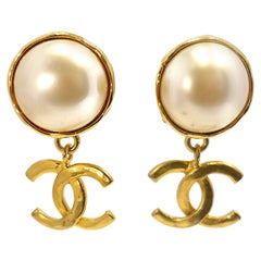 Vintage Signed Chanel 93P Faux Drop Earrings