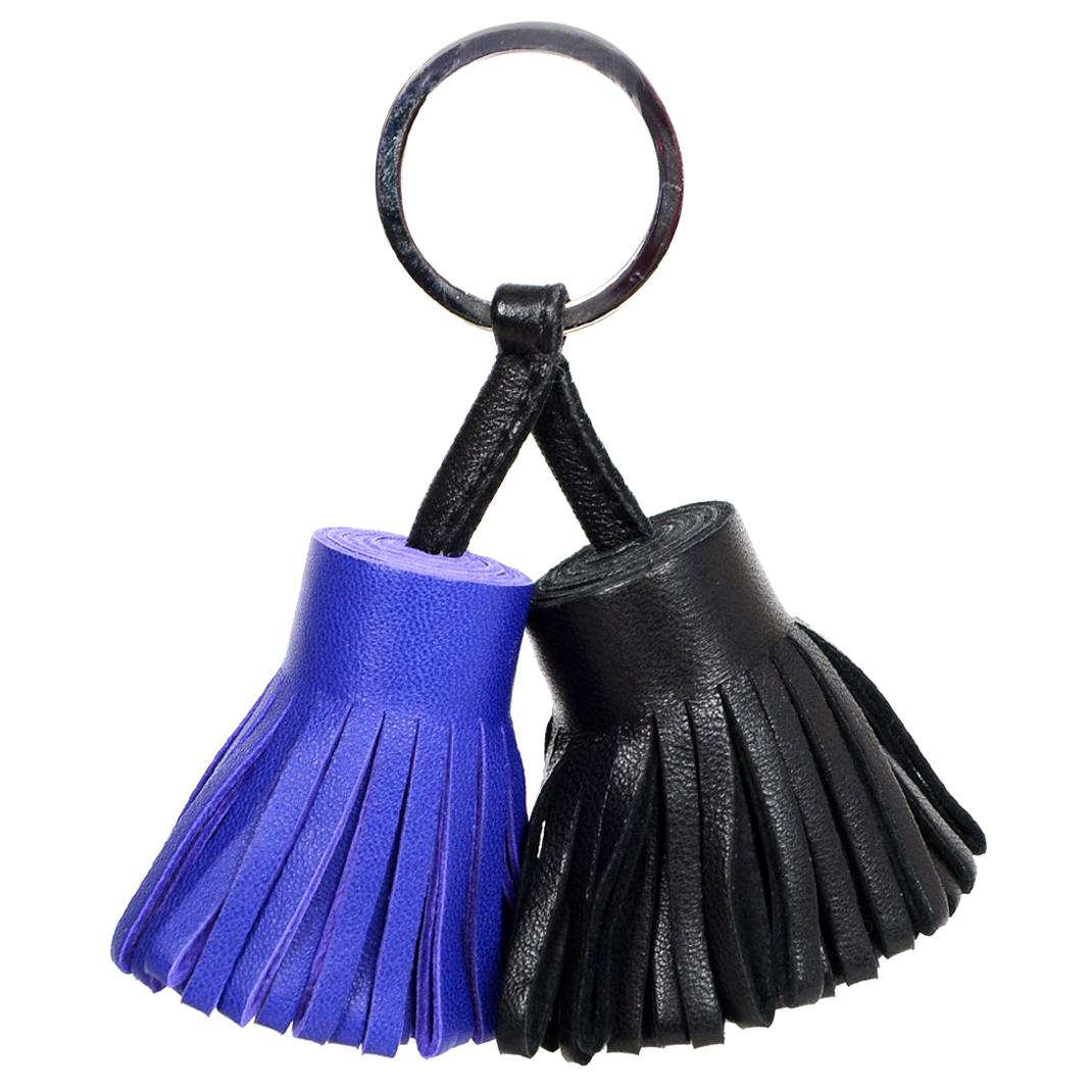 Hermes 2015 Black/Blue Electric Carmen Uno-Dos Key Ring W/ DB