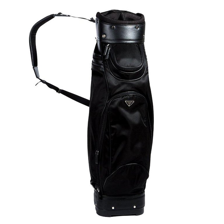 Prada Black Tessuto and Saffiano Leather Golf Bag