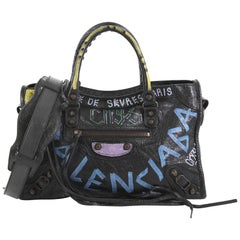 Balenciaga City Graffiti Classic Studs Handbag Leather Small