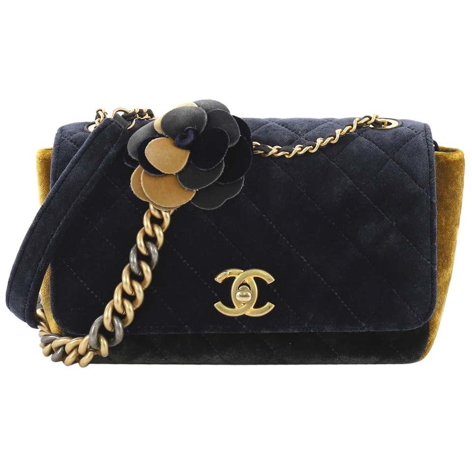 Chanel Camellia Flap Bag Multicolor Quilted Velvet Small at 1stDibs