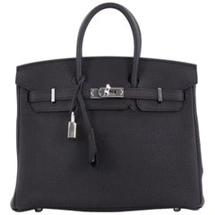 Hermes Birkin Handbag Noir Togo with Palladium Hardware 25