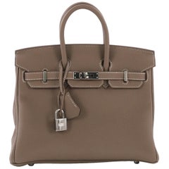 Hermes Birkin Handbag Etoupe Togo with Palladium Hardware 25