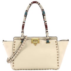 Valentino Rockstud Tote Soft Leather with Beaded Handles Small