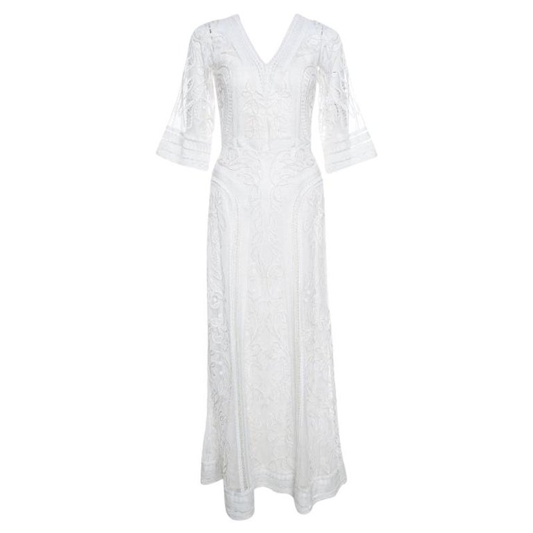 Temperley London Off White Tonal Embroidered Tulle Bertie Gown S For ...